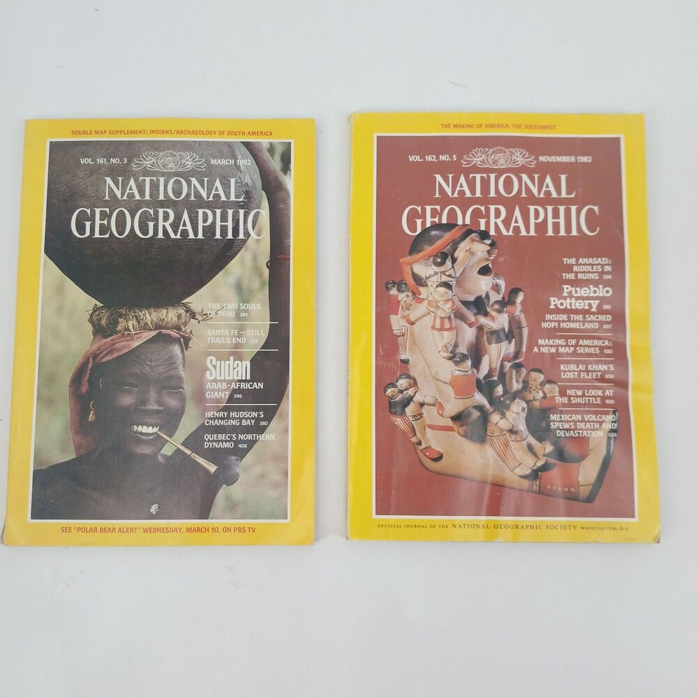 Vintage National Geographic Magazine 1982 Set of 2 History Maps